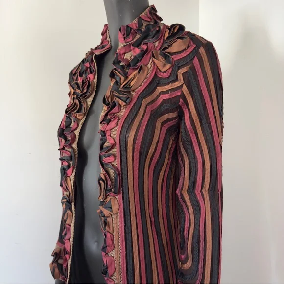 40. Statement Striped Ruffle Duster Cardigan - Picture 2 of 7